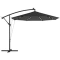 Garden Cantilever Parasol with Solar LED Lights for Day and Night Shade Black Outsunny