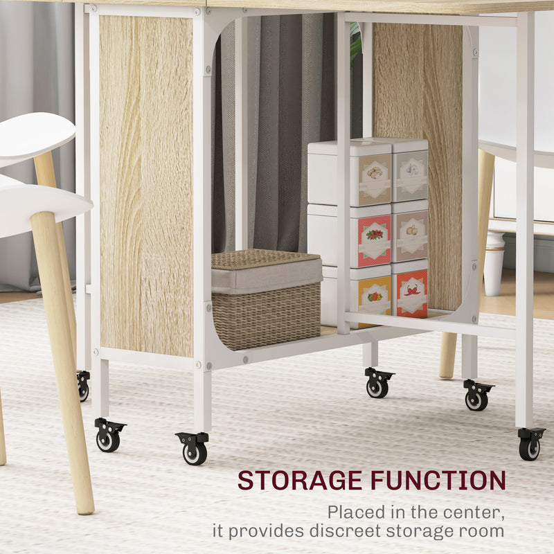 Extendable Six Seater Drop Leaf Dining Table Ideal for Family Meals Natural White