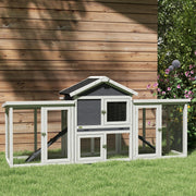 Large Wooden Chicken Coop with Run and Nesting Box Grey by PawHut