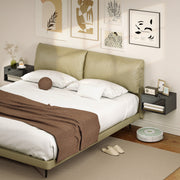 Floating Bedside Tables Set of 2 with Drawer and Shelf Space Saving High Gloss Black AOSOM