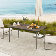 Garden Dining Table for 6 with Rust Resistant Metal Frame and WPC Top Dark Grey by Outsunny