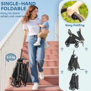 Lightweight Foldable Baby Stroller with Adjustable Seat and Canopy Ideal for Travel Dark Grey AOSOM