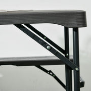 Folding Picnic Table and Bench Set for 4 with Steel Frame and Plastic Top Dark Grey by Outsunny