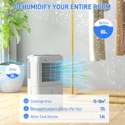 White 12L Dehumidifier with Touch Panel and LED Display for Home Use by HOMCOM