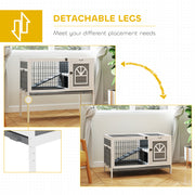 Grey Wooden Rabbit Hutch with Removable Tray and Openable Roof by PawHut