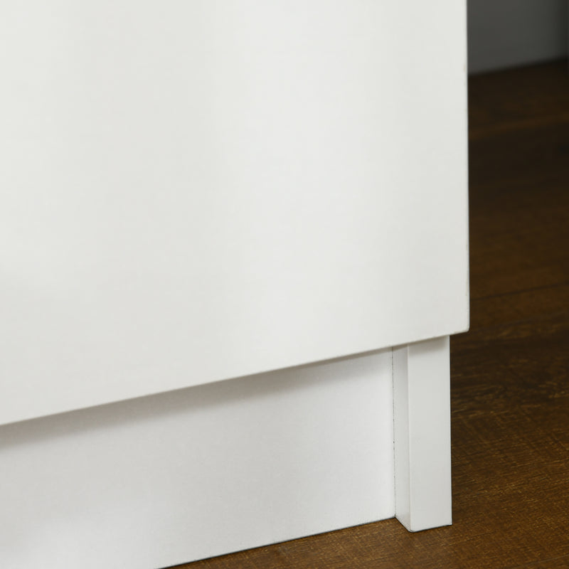 LED Bedside Table with White High Gloss Front and 2 Drawers for Bedroom or Lounge