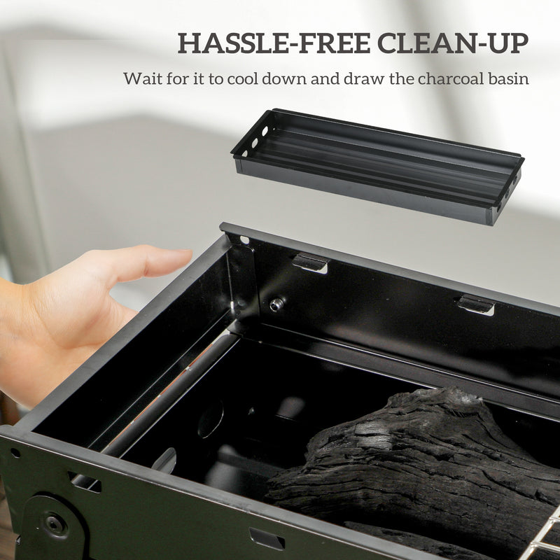 Portable Charcoal BBQ Grill with Folding Legs for Outdoor Cooking by Outsunny