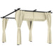 Beige 3 x 3 m Retractable Roof Pergola with Curtains for Garden and Patio by Outsunny