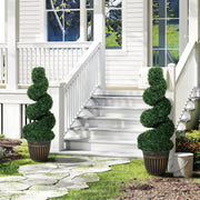 Set of 2 Spiral Boxwood Topiary Trees with Pots for Indoor or Outdoor Use 90cm Green