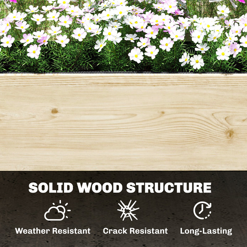2 Tier Wooden Raised Garden Bed with Trellis for Easy Planting and Climbing Support, Natural Wood Finish Outsunny