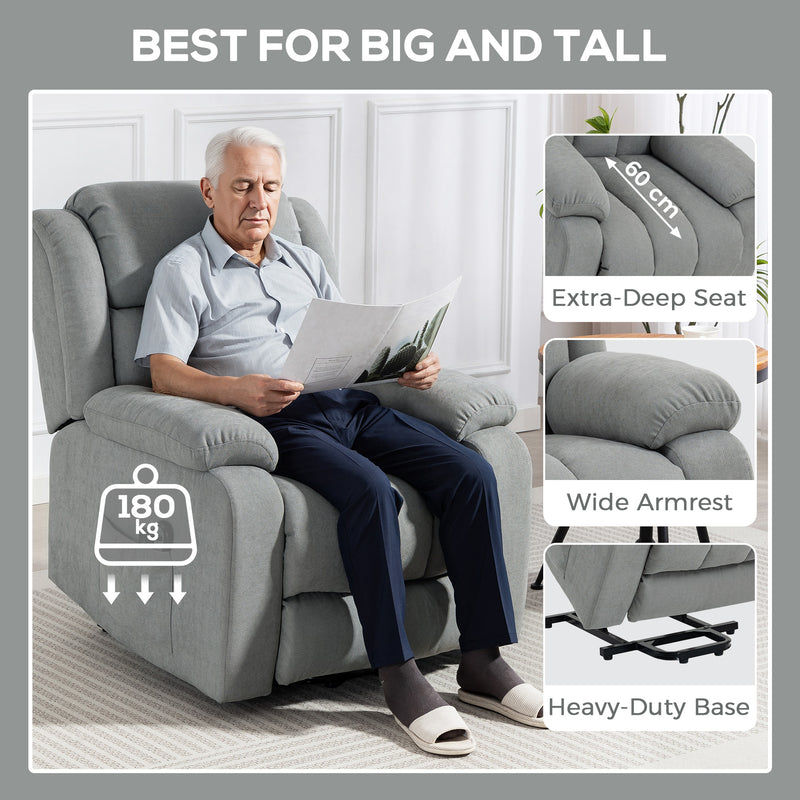 Electric Recliner Chair with Eight Point Massage and Lift Function for Home Comfort Light Grey