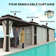 3 x 4m Beige Hardtop Gazebo with UPF30+ Polycarbonate Roof and Mosquito Netting by Outsunny