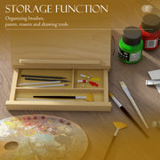 Portable Wooden Artist Easel with Storage Drawer Ideal for Tabletop Painting, Natural