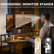 Monitor stand raising a screen 15 cm above the desktop for a comfortable viewing angle