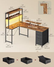 Dimensions diagram for the 160 x 100 cm rustic brown L-shaped desk with 150 cm overall height and weight limits