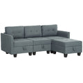 Dark grey modular L-shaped sofa with three seat modules and an ottoman