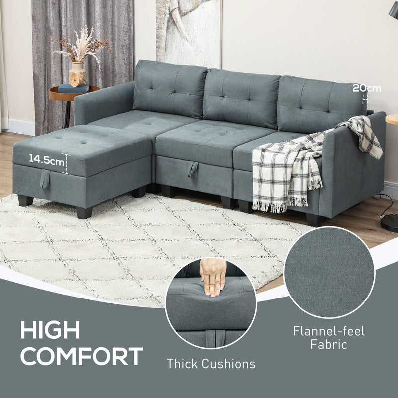 Close-up of the thick cushions and flannel-feel fabric with a hand pressing the seat