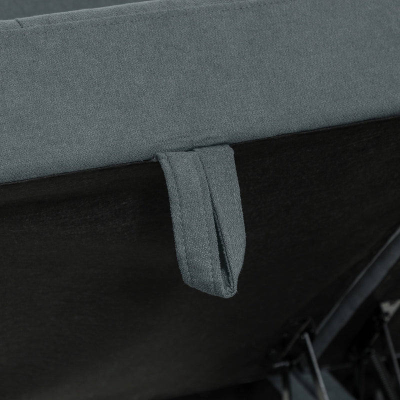 Close-up of the fabric pull tab used to lift open the module's storage lid