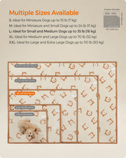 Size guide diagram comparing S, M, L, XL and XXL Feandrea dog blanket dimensions