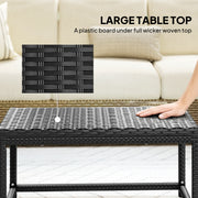 Outdoor Rattan Side Table with Spacious Top for Drinks and Snacks Black Outsunny