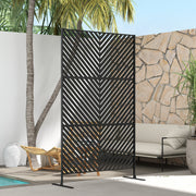 Black Metal Outdoor Privacy Screen with Modern Triangle Design for Dividing Garden Spaces Outsunny