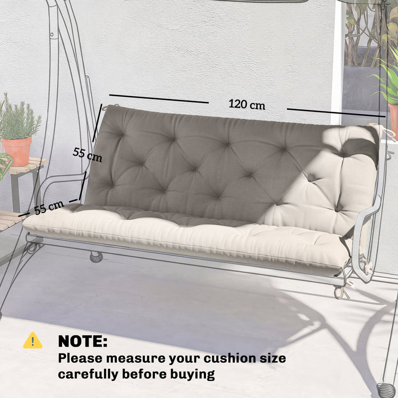 Outdoor Bench Cushion for 2 Seater Benches or Swing Chairs Easy Care Light Grey AOSOM