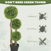 Artificial Boxwood Topiary Tree Set of 2 in Pots for Indoor and Outdoor Decor Green