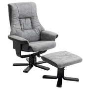 Recliner Swivel Armchair with Matching Footstool for Living Room Comfort Grey