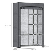 Dark Grey Fabric Wardrobe with Rail and Six Shelves for Storage by HOMCOM