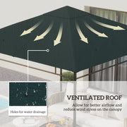 3 x 3 m Garden Gazebo Canopy Top Cover with Drain Holes for Outdoor Use Grey AOSOM