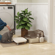 Stainless Steel Cat Litter Box with High Sides Scoop Pedal and Easy Clean Design by Outsunny