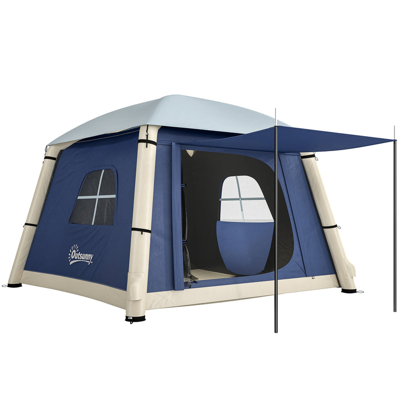 Inflatable 2 Person Camping Tent Quick Setup with Pump and Carry Bag Dark Blue