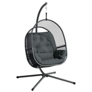 Dark Grey Hanging Egg Chair with Stand and Cushions for Garden or Indoor Use by Outsunny
