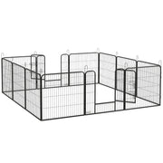 Silver 12 Panel Heavy Duty Puppy Playpen for Small Dogs Indoor and Outdoor Use by PawHut