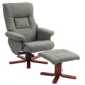 Homcom Grey Faux Leather Recliner & Footstool Set for Comfortable Relaxation Homcom