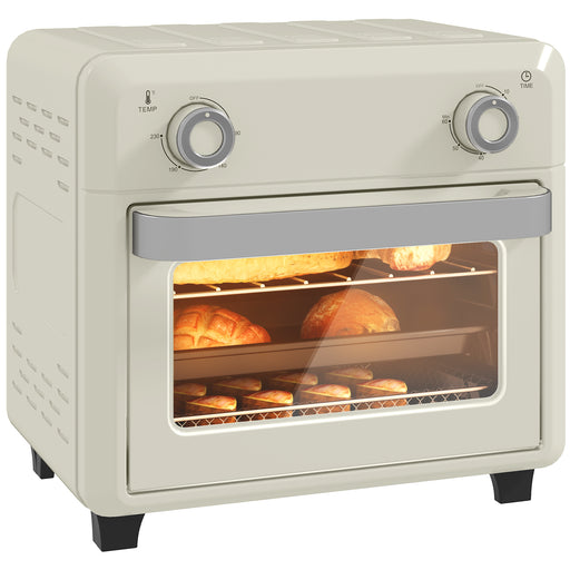 10L Air Fryer Oven Mini Oil Free Cooker with Grill Bake Timer and 1000W Cream White by HOMCOM Homcom