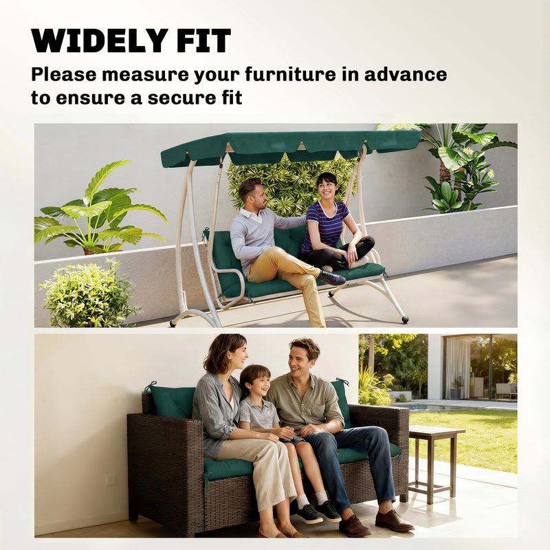 Three Seater Outdoor Bench Cushion for Added Comfort and Easy Care Green AOSOM