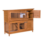 Large Wooden Guinea Pig Hutch With Antifungal Fir Boards For Outdoor Use, Yellow AOSOM