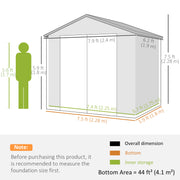 Grey 8x6ft Aluminium Garden Storage Shed With Plastic Walls And Foundation Base