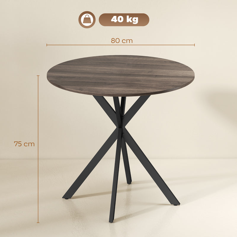 Round Dining Table with Adjustable Feet for Stable Family Meals Brown