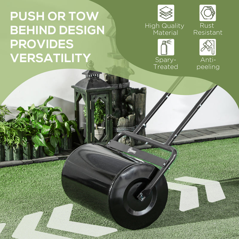 38L Fillable Steel Lawn Roller for Easy Ground Levelling, Black by Outsunny