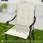 Set of Four White Padded Garden Seat Cushions for Outdoor Chairs by Outsunny