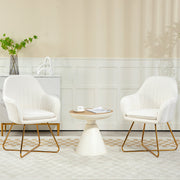 Set of Two Cream Sherpa Fleece Dining Chairs with Gold Legs by HOMCOM