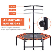 Adjustable Mini Fitness Trampoline With Handle Bar For Indoor Exercise Black Orange AOSOM