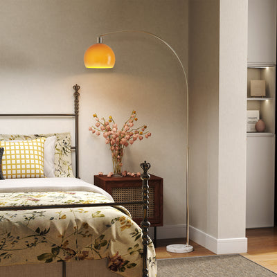 Floor Lamp with Curved Head for Cosy Living Room Lighting Black Orange Homcom