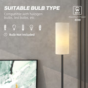 Modern White Floor Lamp with Linen Shade and Foot Switch for Living Room or Bedroom