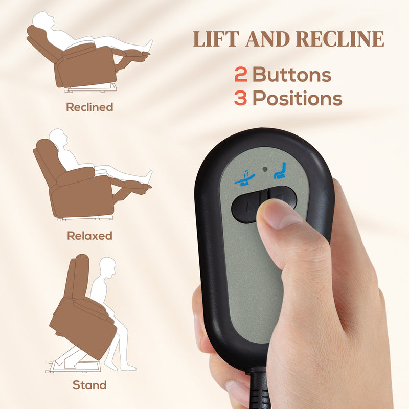 Electric Reclining Lift Chair with Remote and 8 Point Massage Ideal for Elderly Comfort Brown