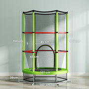 Green Kids Trampoline with Enclosure Net and Steel Frame for Ages 3-6 by HOMCOM AOSOM
