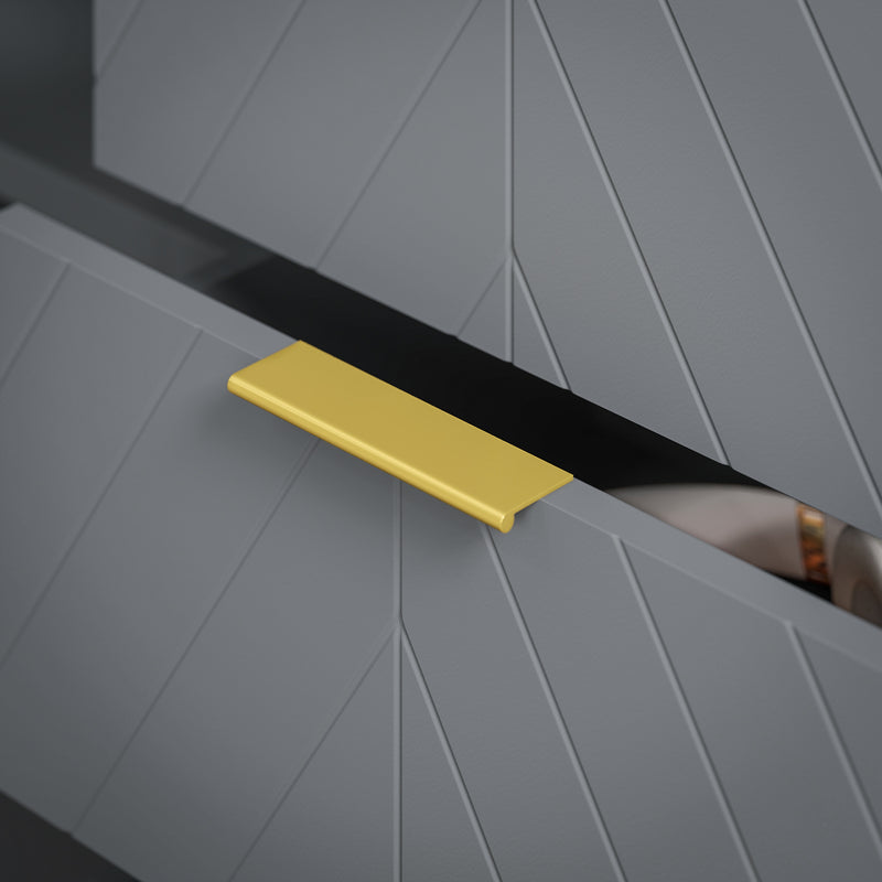 Grey Sideboard with 3 Drawers and Adjustable Shelves for Living Room Storage