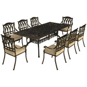 Nine Piece Cast Aluminium Garden Dining Set Bronze Finish by Outsunny